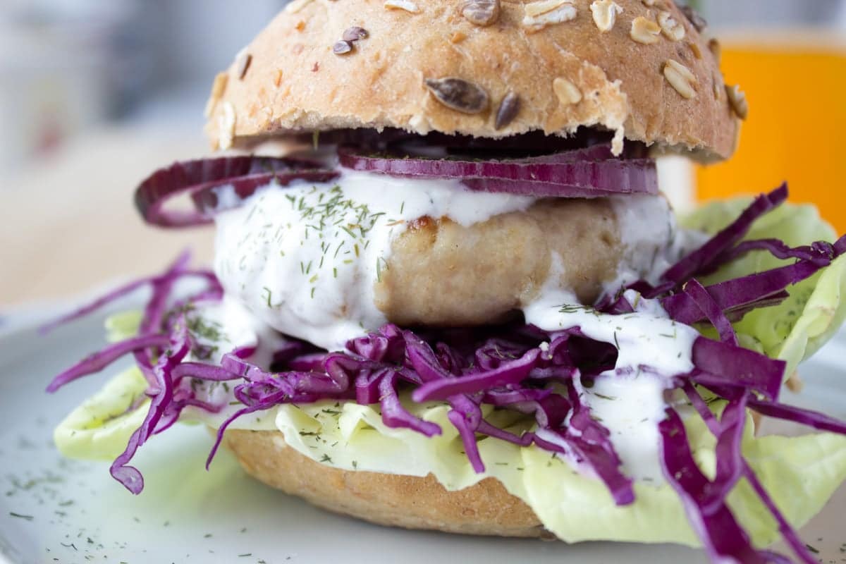 Turkey burger with greek yogurt topping Natalie's Happy Health
