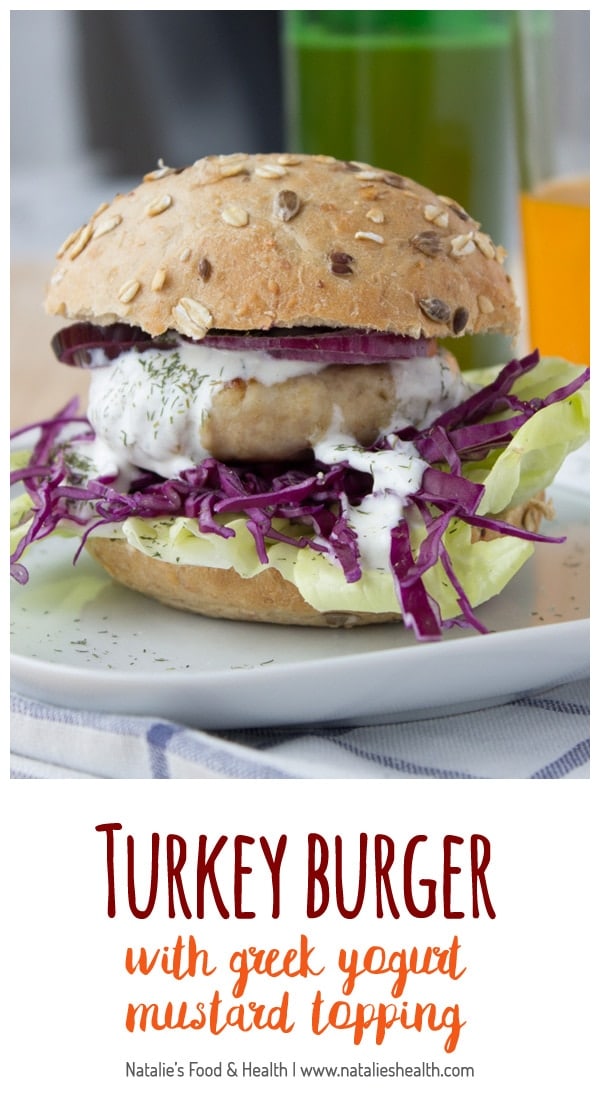 Turkey burger with greek yogurt topping Natalie's Happy Health