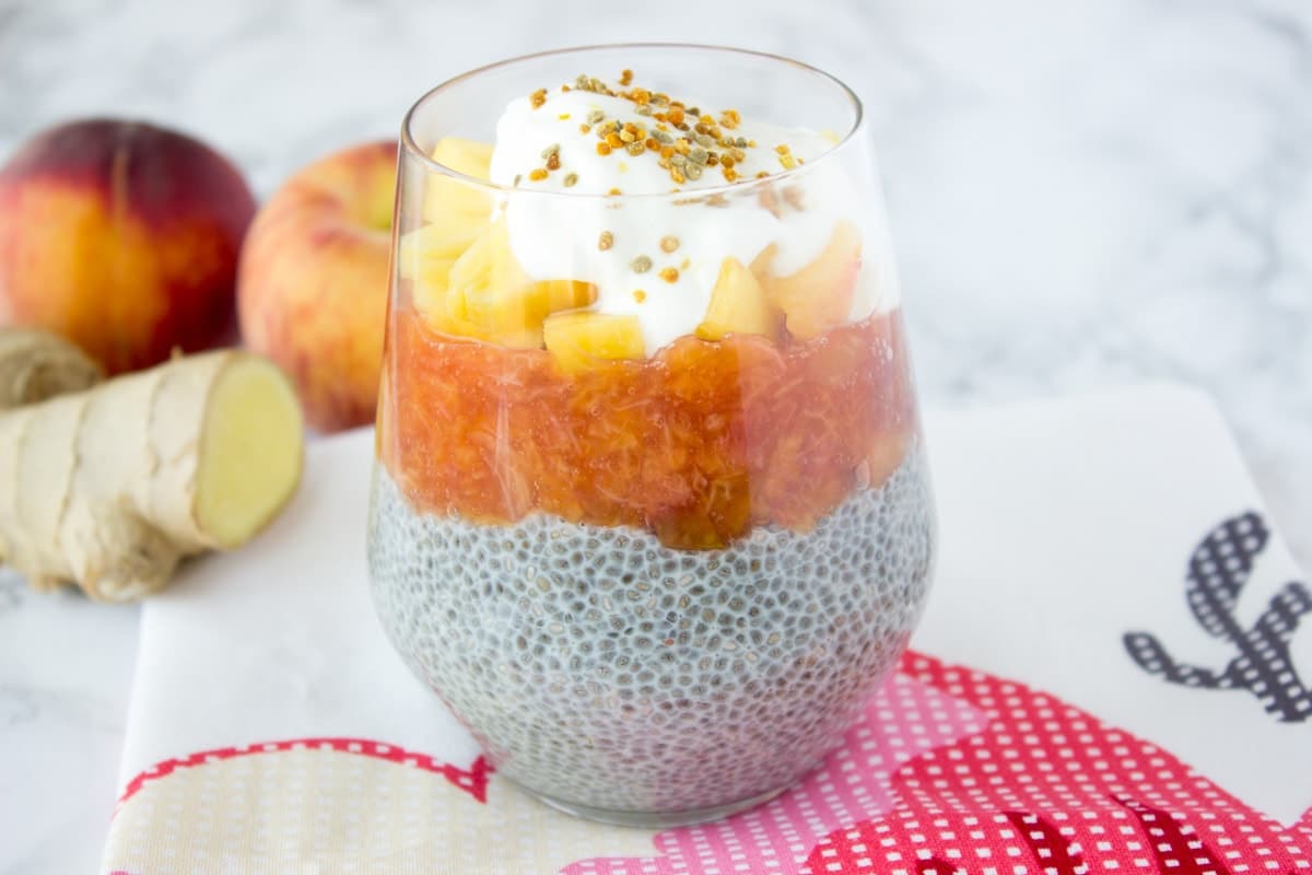 Aromatic, refreshing with sweet but slightly spicy flavor, peach ginger chia seed pudding is perfect summer dessert. This healthy and very nutritious dessert is full of high-quality proteins and fibers, as well as healthy omega-3 acids and vitamins. CLICK to read more or PIN for later!