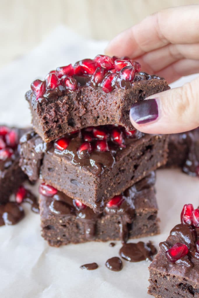 Full of luxurious dark chocolate flavor, made with all healthy ingredients these Fudgy Cocoa Pomegranate Brownies are the pure cocoa pleasure. Soft and fudgy, enriched with warm aromatic spices, this melt in your mouth dessert will surely delight you. CLICk to grab recipe or PIN for later!