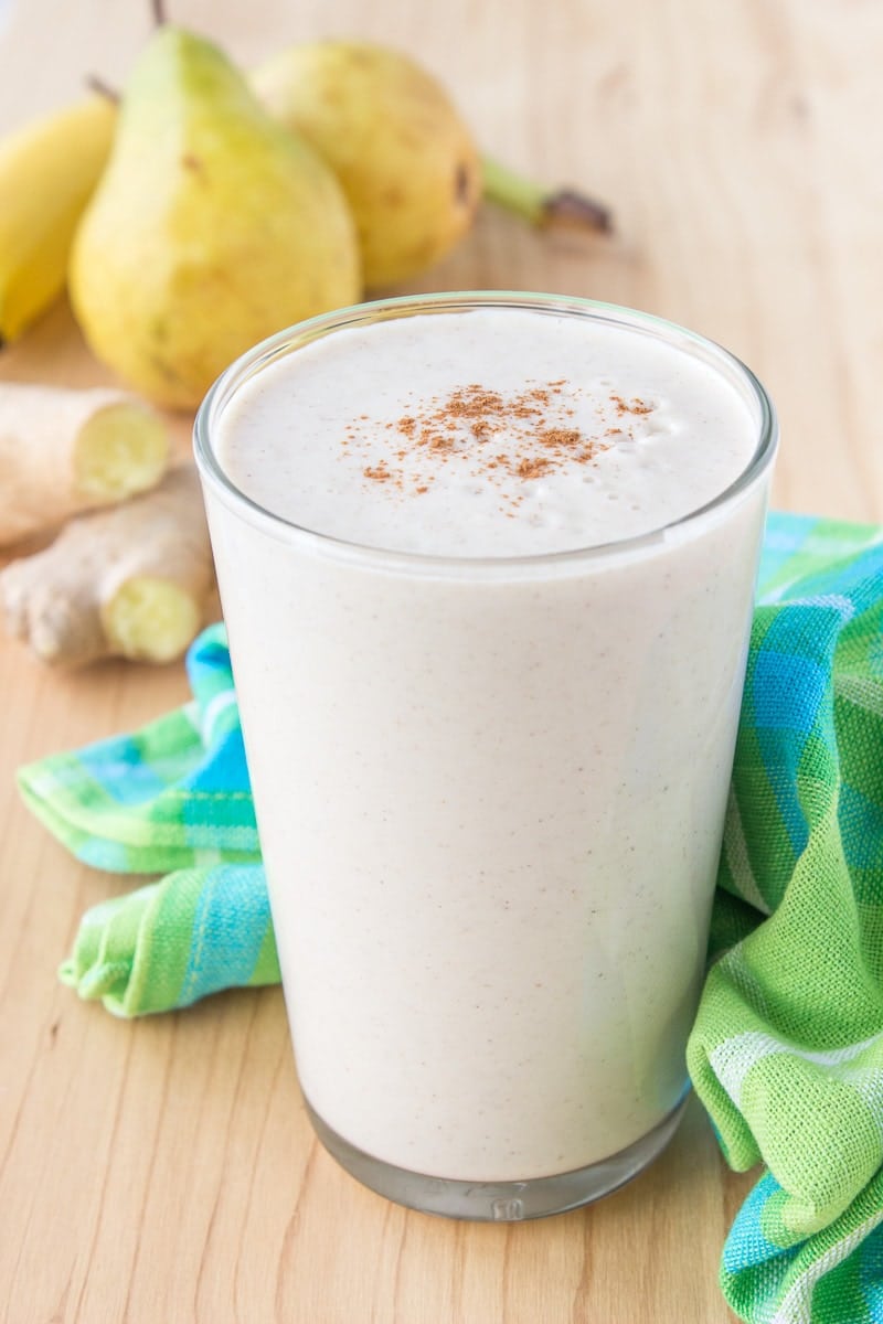 Fragrant and perfectly creamy, Pear Ginger Smoothie made without added sugars. This smoothie is highly nutritious, rich in fibers and proteins, enriched with healing spices. Serve this perfect fall smoothie for breakfast or have as a snack between meals. CLICK to grab recipe or PIN for later!