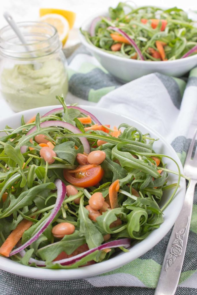 Arugula Beans Salad with Avocado Dressing Natalie's Happy Health