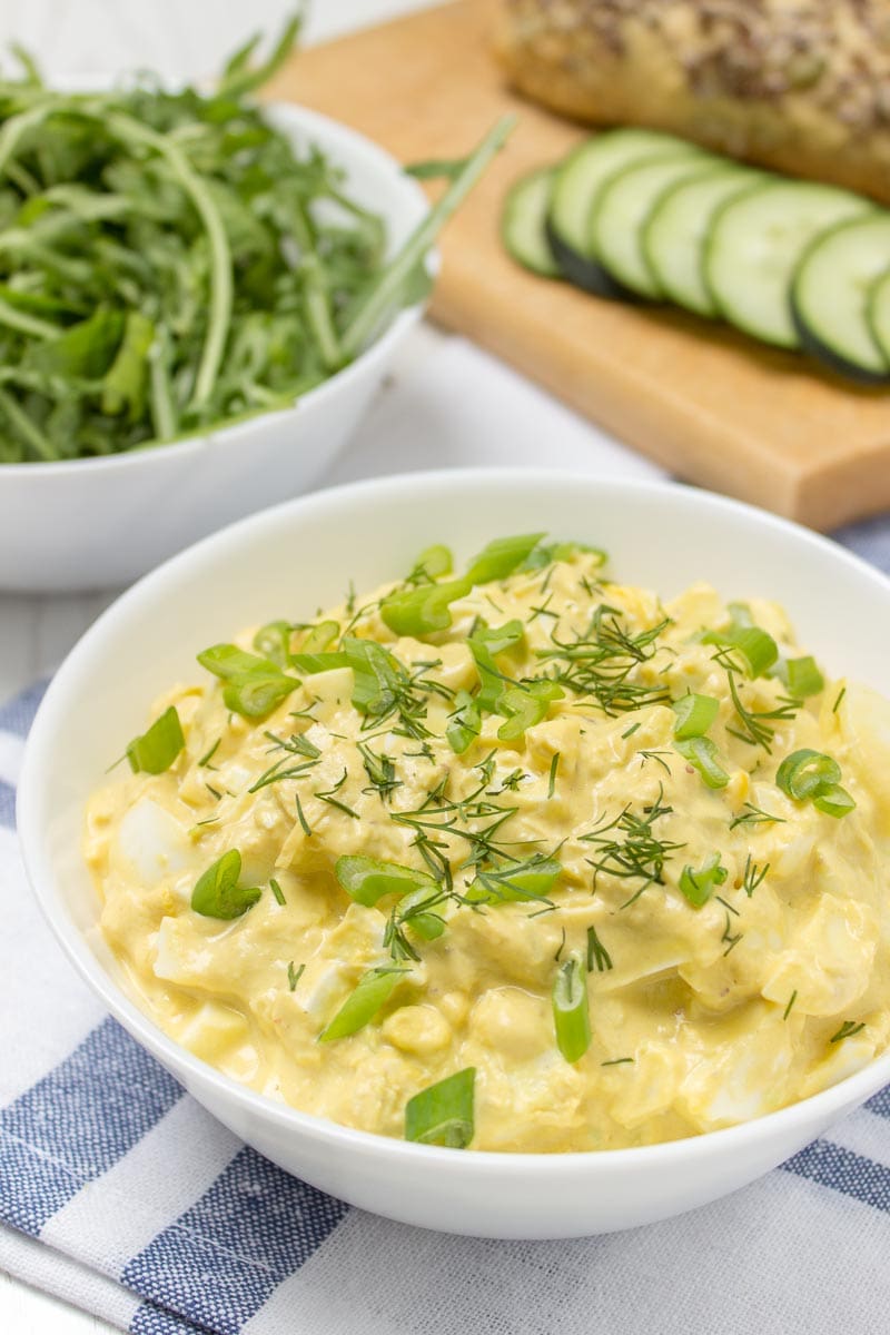 No Mayo Ginger Egg Salad loaded with HEALTHY nutrients, super light and very nutritious. It's perfect on a sandwich or as party food served with veggies or chips. #healthy #whole30 #paleo #salad #eggs #Easter #leftover #nomayo #lowcal | natalieshealth.com