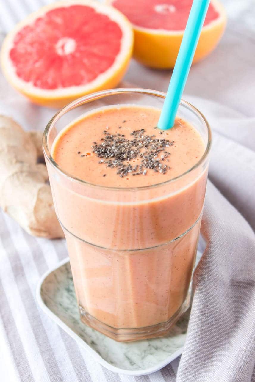 Immune-boosting Grapefruit Ginger Smoothie great for weight loss and detox.