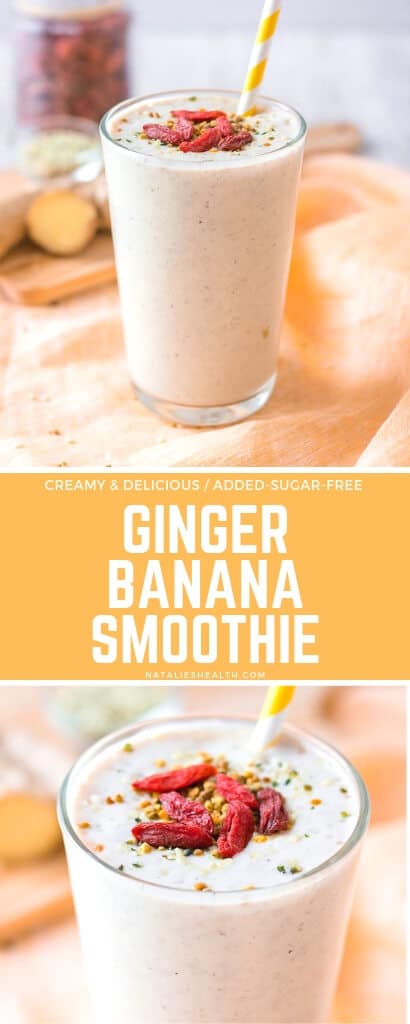 Ginger Banana Smoothie is perfect energizing breakfast drink. It's loaded with amazing ginger and banana flavor, as well as with nutrients and SUPERFOODS.
