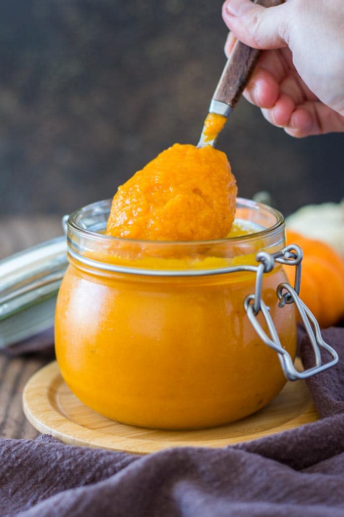 Homemade Pumpkin Puree in a glass jar
