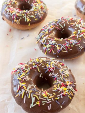 Healthy chocolate covered Cinnamon Vanilla Donuts