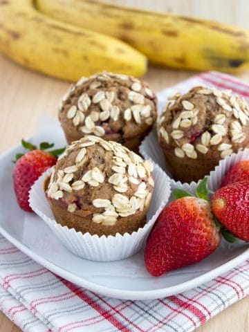 Healthy Strawberry Banana Muffins