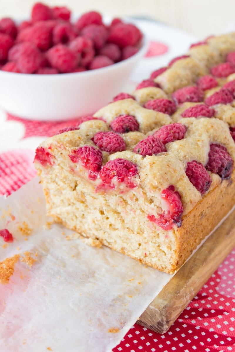 Raspberry Lemon Cake with fresh raspberries