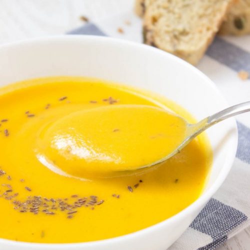 Easy Carrot Ginger Soup with turmeric and cumin