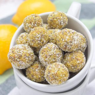 Lemon Turmeric Energy Balls served in a bowl