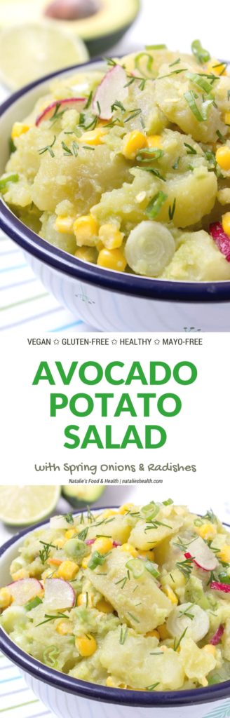 Creamy no-mayo Avocado Potato Salad with Spring Onions and Radishes