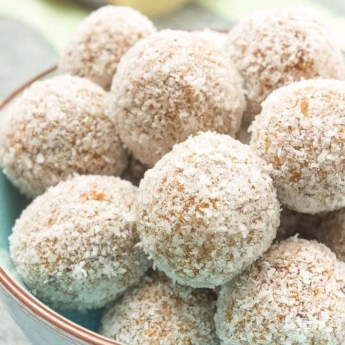 Raw no-bake Carrot Cake Energy Balls made with all HEALTHY ingredients. These yummy bites are refined sugar-free, gluten-free and vegan. Perfect snack, a post-workout snack or simple dessert. | natalieshealth.com | #vegan #glutenfree #sugarfree #Easter #healthy #easy #whole30