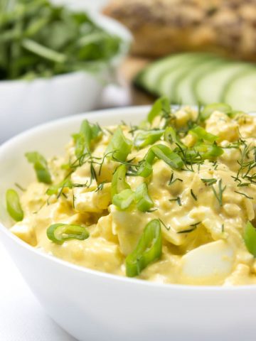 No Mayo Ginger Egg Salad loaded with HEALTHY nutrients, super light and very nutritious. It's perfect on a sandwich or as party food served with veggies or chips. #healthy #whole30 #paleo #salad #eggs #Easter #leftover #nomayo #lowcal | natalieshealth.com