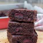 Rich, decadent, and chocolatey, these refined sugar-free Dark Chocolate Cherry Brownies are destined to delight you. Made with all HEALTHY ingredients, loaded with dark chocolate and sweet cherries, these brownies are truly a chocolate lover’s dream! #healthy #wholegrain #sugarfree #chocolate #cherry #lowcalorie #dairyfree#summer #whole30 #weightloss | natalieshealth.com