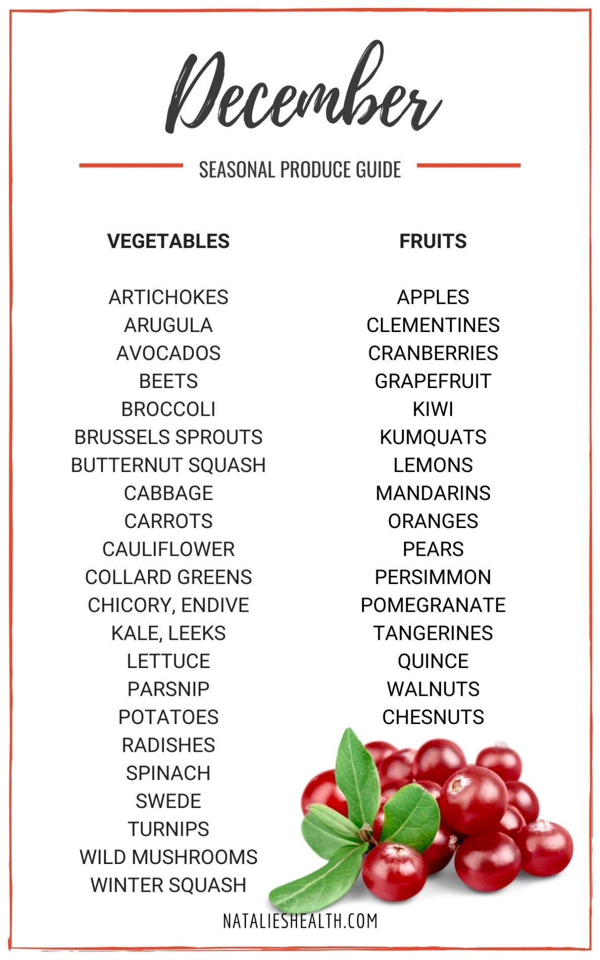 Seasonal Produce Guide What’s in Season December  pin image