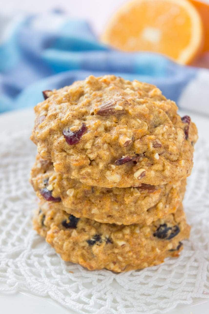 Healthy Orange Carrot Oatmeal Cookies with oats orange and ginger