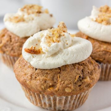 Healthy Carrot Cake Muffins with Cream Cheese Frosting