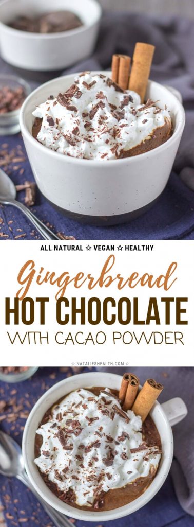 Healthy Gingerbread Hot Chocolate with cacao powder