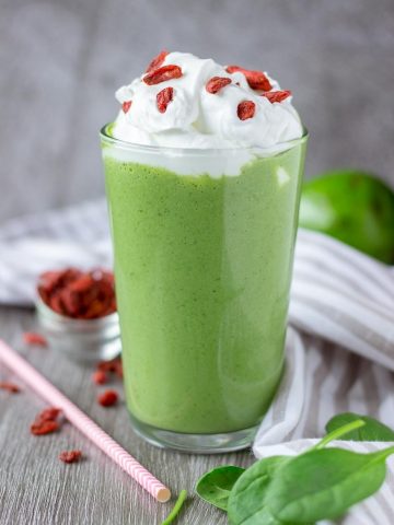 Matcha Smoothie with matcha green tea avocado and spinach