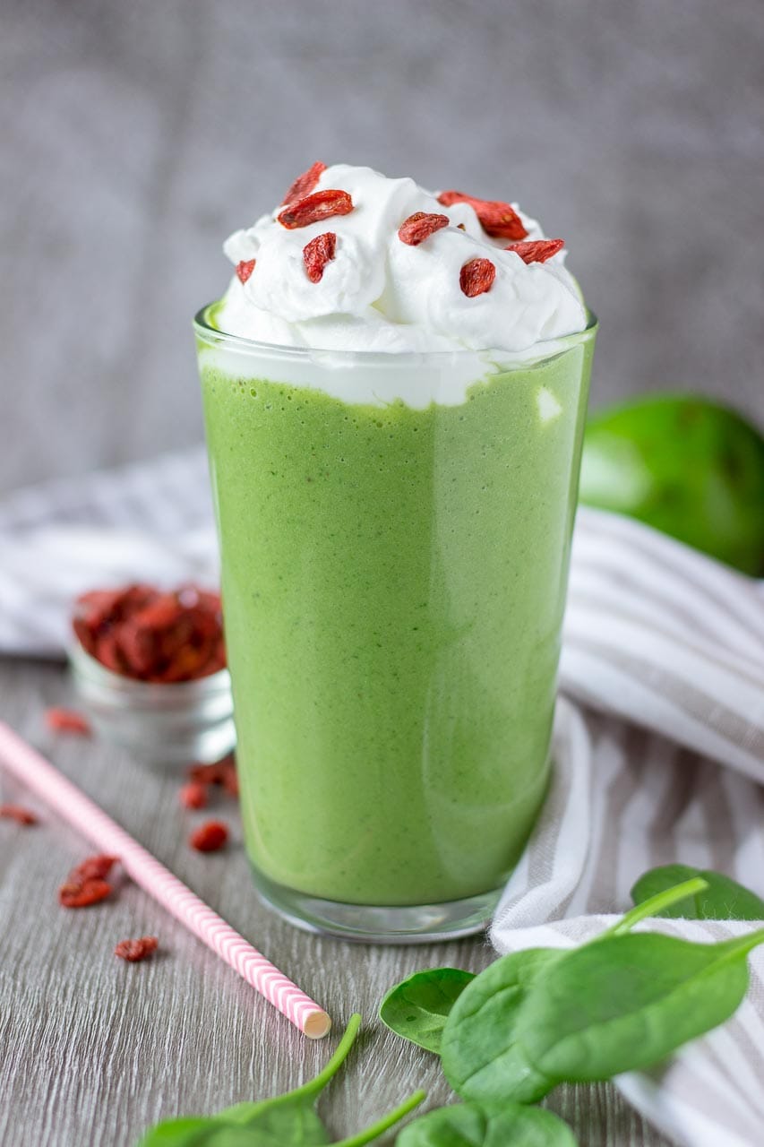 Matcha Smoothie with matcha green tea avocado and spinach