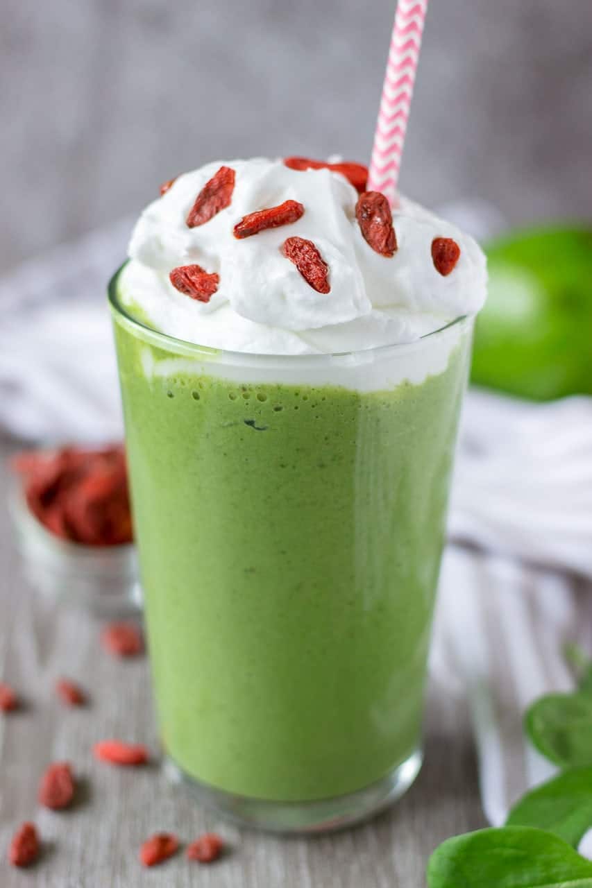 Matcha Smoothie with matcha green tea avocado and spinach