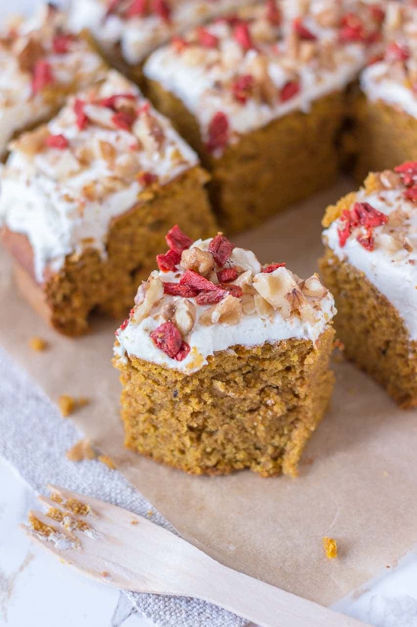 Pumpkin Bars with cream cheese frosting