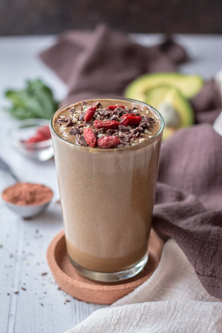 Healthy Chocolate Avocado Smoothie With Spinach