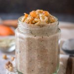 Healthy breakfast Carrot Cake Overnight Oats with raisins and walnuts