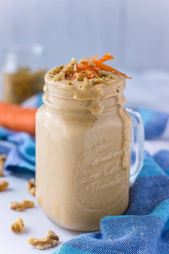 Carrot smoothie recipe with walnuts and probiotic yogurt