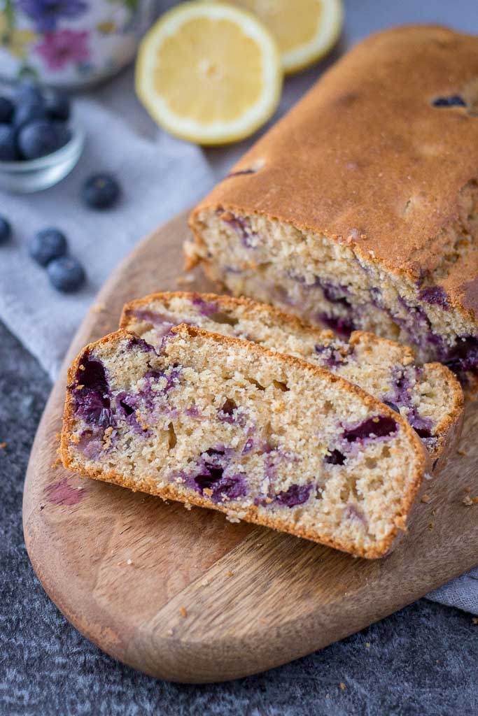 Lemon Blueberry Pound Cake with fresh blueberries