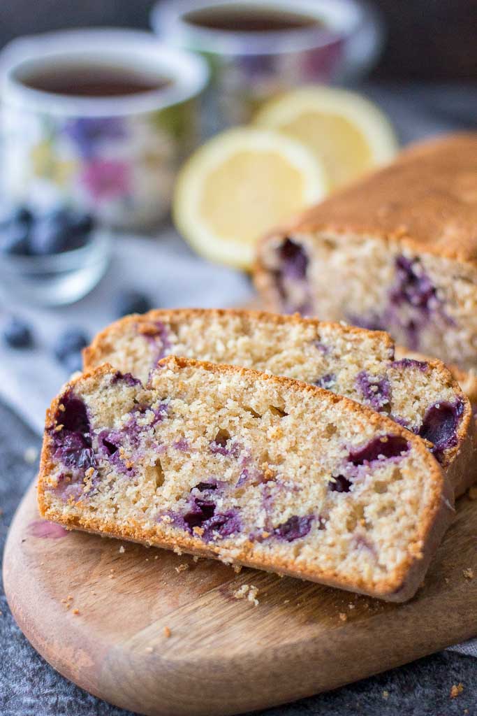 Lemon Blueberry Pound Cake with fresh blueberries