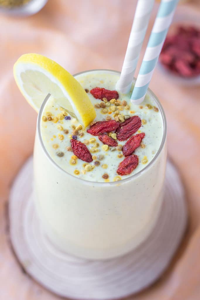 Refreshing Lemon Smoothie with yogurt and superfoods