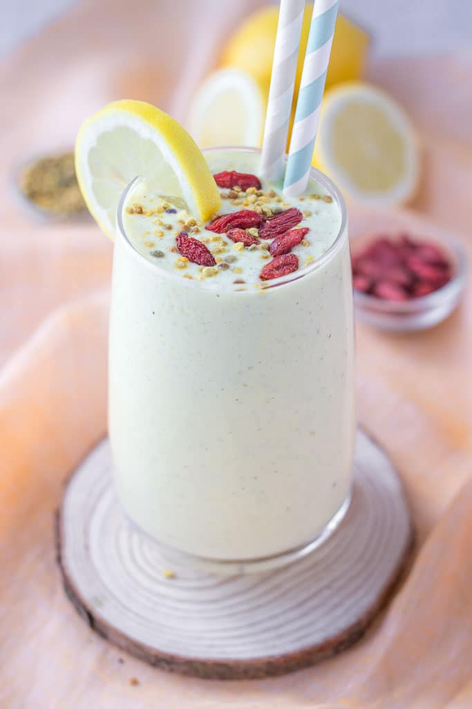 Refreshing Lemon Smoothie with yogurt and superfoods