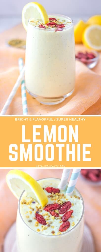 Bright and creamy Lemon Smoothie loaded with beautiful flavors and superfoods. It's a perfect immune boosting drink that is totally delicious!