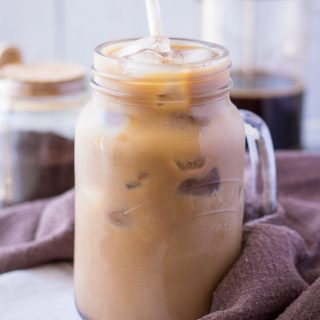Cold brewed Iced Mocha Latte with cacao powder