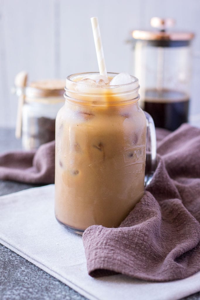 Iced Mocha Latte with cacao maca and almond milk