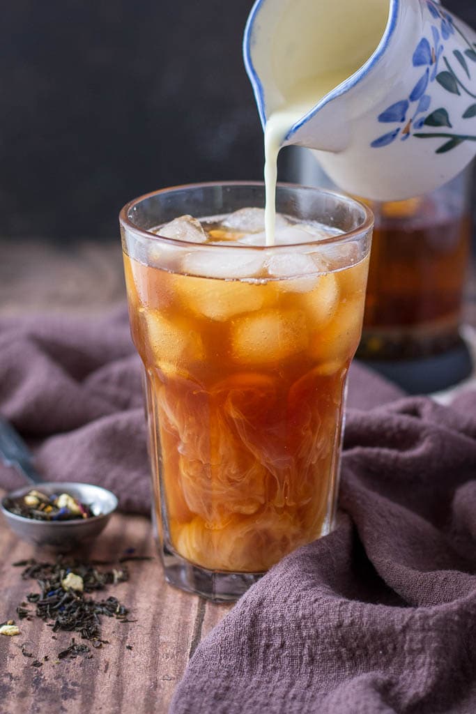 Cold Brewed Iced Earl Gray Latte served in a glass