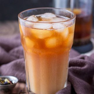 Cold Brewed Iced Earl Gray Latte served in a glass