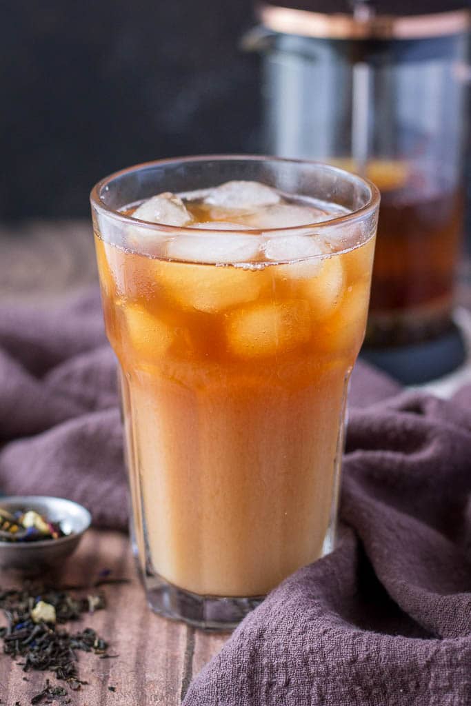 Cold Brewed Iced Earl Gray Latte served in a glass