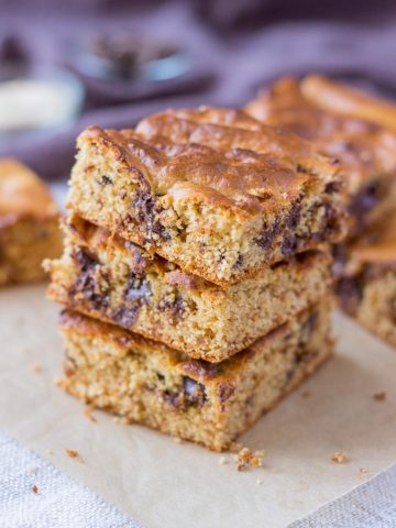 Healthy flourless Peanut Butter Chocolate Chip Blondies