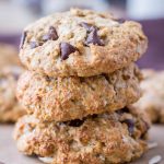 Healthy Tahini Oatmeal Cookies with chocolate chips and sunflower seeds