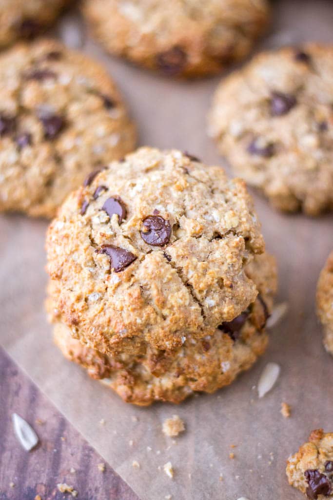 Chocolate Chip Tahini Oatmeal Cookies