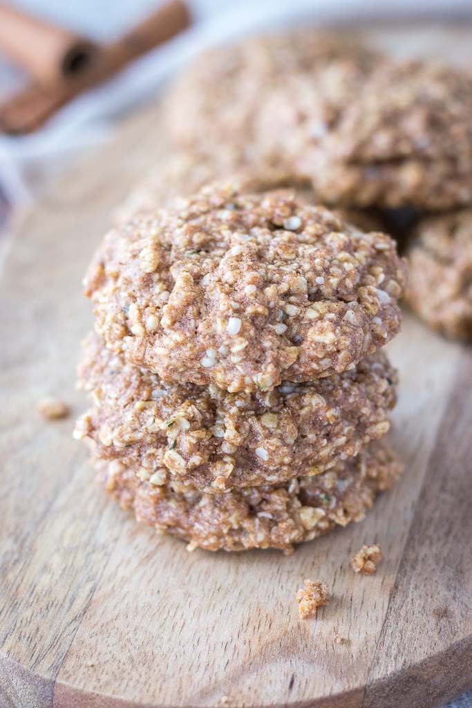 Cinnamon Oatmeal Cookies on a wooden plate