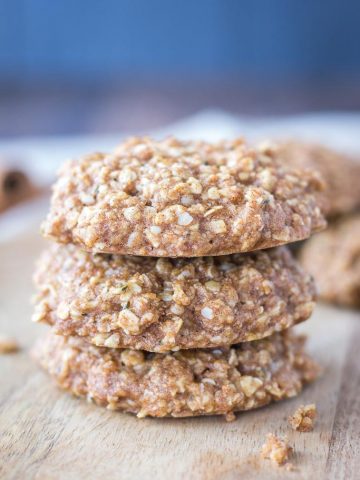 Cinnamon Oatmeal Cookies on a wooden plate
