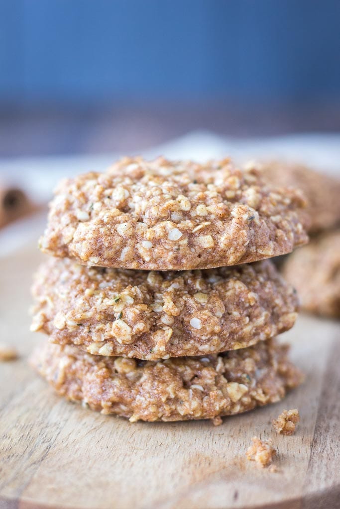 Cinnamon Oatmeal Cookies on a wooden plate