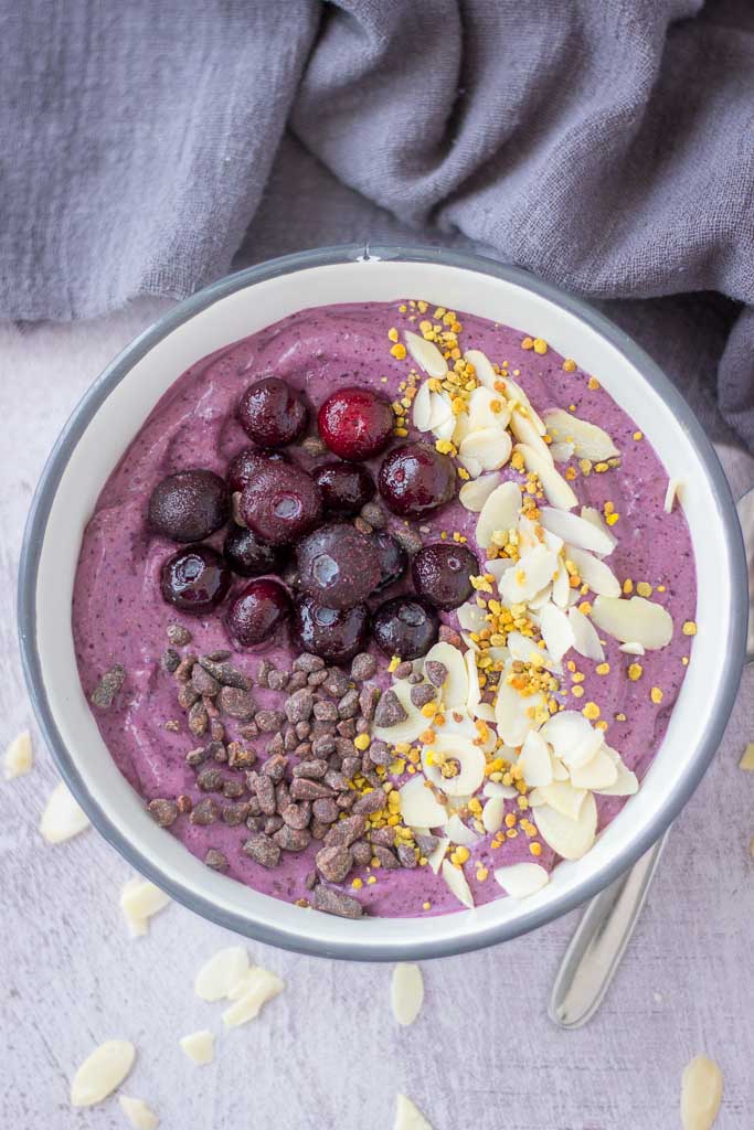 Blueberry Avocado Smoothie in a bowl