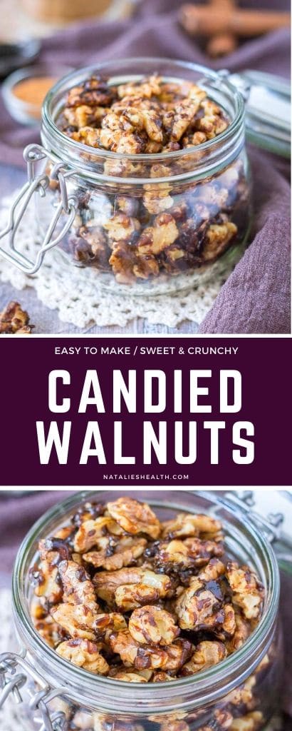 Sweet and incredibly crunchy, these Candied Walnuts are perfect for snacking. Coated in blackstrap molasses with a hint of cinnamon, these walnuts are delicious and addictive!
