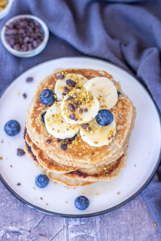 Healthy Blueberry Banana Pancakes with oats