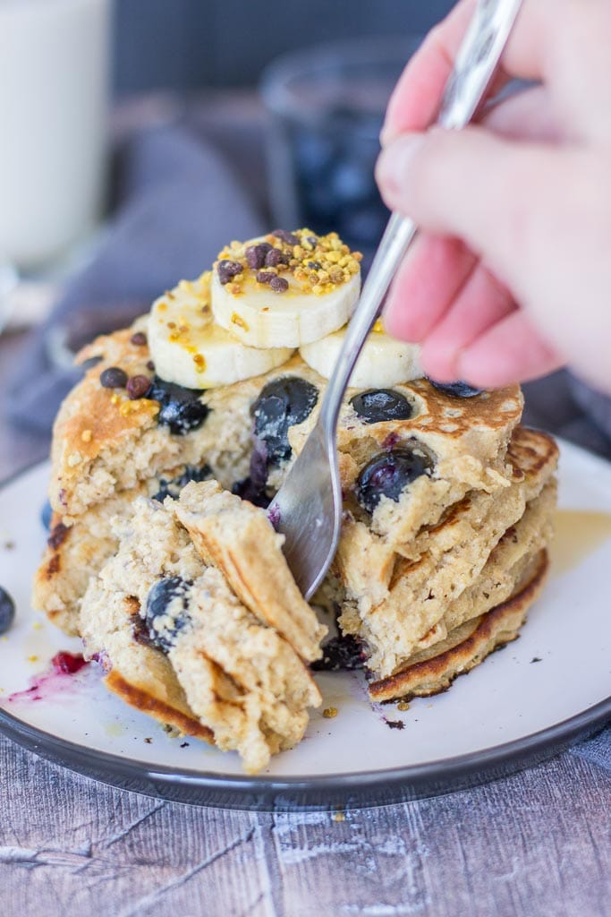 Healthy Blueberry Banana Pancakes with oats